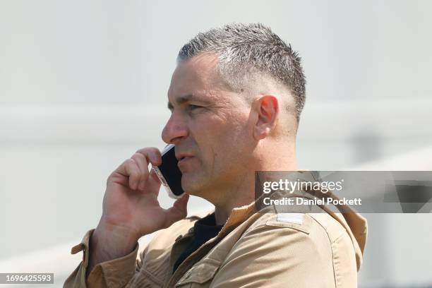 Newly appointed Richmond Tigers AFL head coach Adem Yze looks on during the round four AFLW match between Carlton Blues and Richmond Tigers at Ikon...