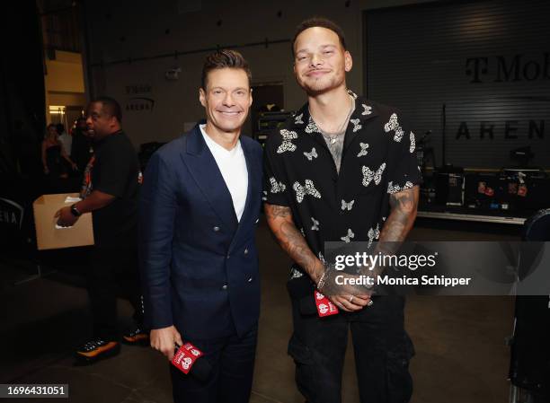 Ryan Seacrest and Kane Brown attend the 2023 iHeartRadio Music Festival at T-Mobile Arena on September 22, 2023 in Las Vegas, Nevada.