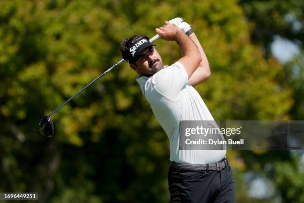 Brett Drewitt of Australia plays a shot from the sixth tee during the second round of the Nationwide Children's Hospital Championship at Ohio State...