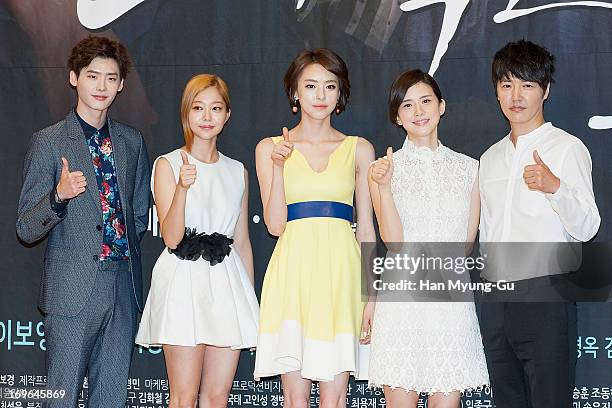 South Korean actors Lee Jong-Suk, Kim Ga-Eun, Lee Da-Hee, Lee Bo-Young and Yoon Sang-Hyun attend the SBS Drama 'I Hear Your Voice' Press Conferencce...
