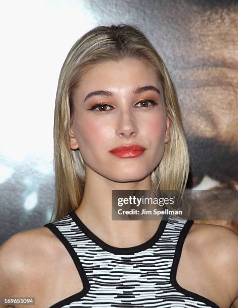 Hailey Baldwin attends the "After Earth" premiere at the Ziegfeld Theater on May 29, 2013 in New York City.