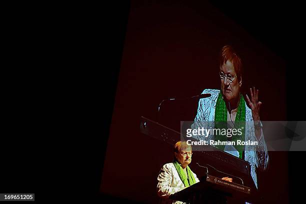 Former President of Finland and Co-Chair of High Level Task Force on ICPD, President Tarja Halonen delivers her speech during the third day of The...