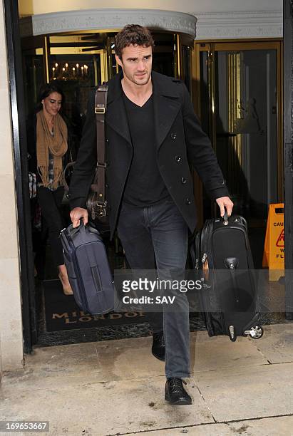 Thom Evans pictured leaving the Millennium London Hotel on May 30, 2013 in London, England.