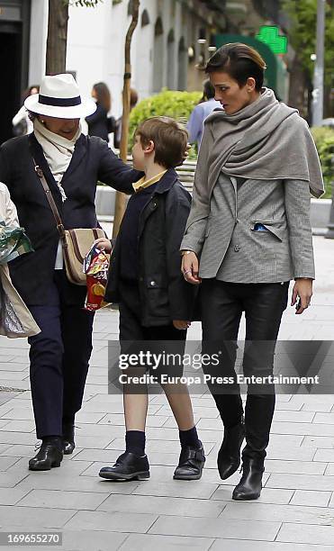 Laura Ponte , her mother Marcela Martinez Zapico and her son Luis Gomez-Acebo are seen on May 29, 2013 in Madrid, Spain.