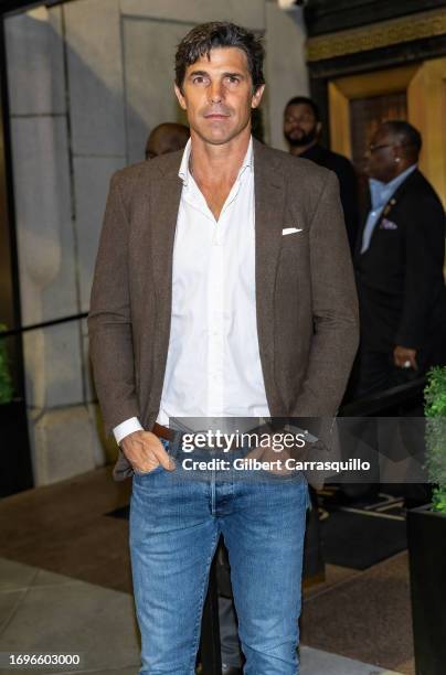 Polo player and model Nacho Figueras is seen leaving a party at Steak 48 on September 22, 2023 in Philadelphia, Pennsylvania.