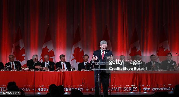 Prime Minister Stephen Harper attends '72 Summit Series Gala to present them with Jubilee Medals. Team Canada players from the summit series were in...