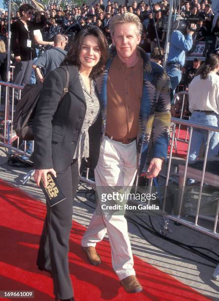 Actor Gary Busey and wife Tiani Warden attend the "Star Wars" 20th Anniversary Screening on January 18, 1997 at the Mann Village Theatre in Westwood,...