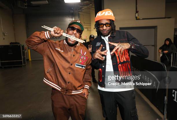Yayo the drummer and Jay Jones attend the 2023 iHeartRadio Music Festival at T-Mobile Arena on September 22, 2023 in Las Vegas, Nevada.