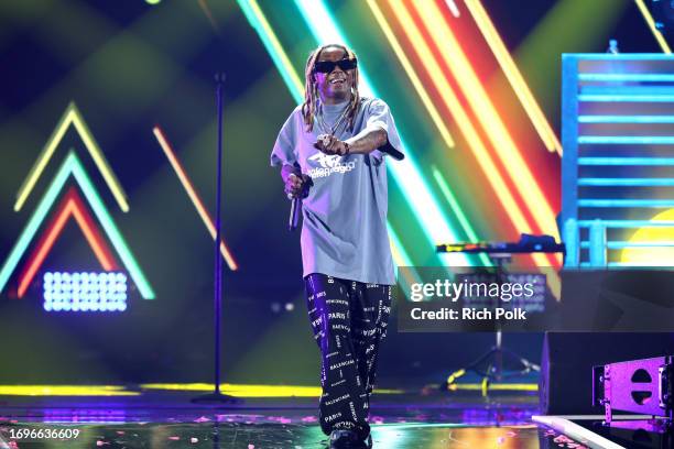 Lil Wayne performs onstage during the 2023 iHeartRadio Music Festival at T-Mobile Arena on September 22, 2023 in Las Vegas, Nevada.