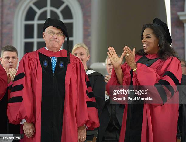 Oprah Winfrey and Boston Mayor Thomas M. Menino receive Honorary Degrees at 2013 Harvard University 362nd Commencement Exercises at Harvard...