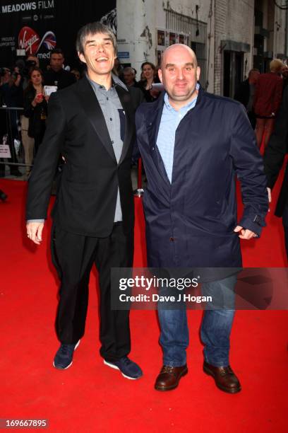 Ian Brown and Shane Meadows attend the world premiere of 'Stone Roses: Made Of Stone' at Victoria Warehouse on May 30, 2013 in Manchester, England.