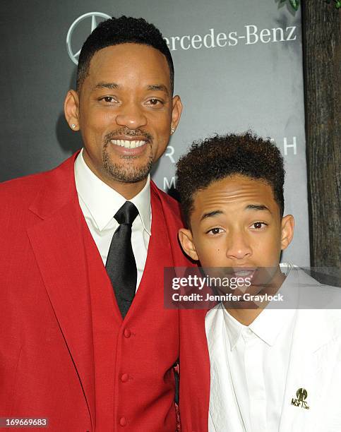 Actor Will Smith and son Actor Jaden Smith attend the "After Earth" premiere at Ziegfeld Theater on May 29, 2013 in New York City.