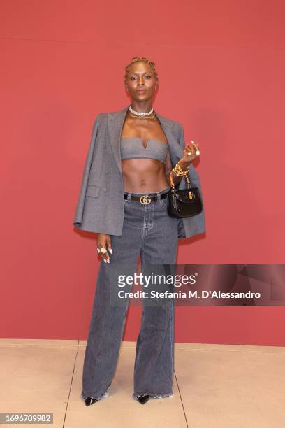Jodie Turner-Smith is seen at Gucci Ancora during Milan Fashion week on September 22, 2023 in Milan, Italy.