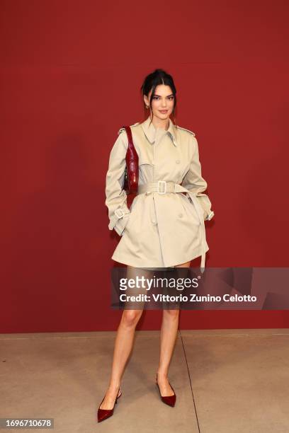 Kendall Jenner is seen at Gucci Ancora during Milan Fashion week on September 22, 2023 in Milan, Italy.