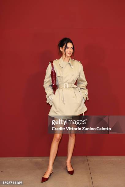 Kendall Jenner is seen at Gucci Ancora during Milan Fashion week on September 22, 2023 in Milan, Italy.