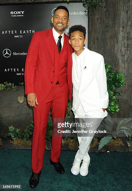 Will Smith and Jaden Smith attend the "After Earth" premiere at Ziegfeld Theater on May 29, 2013 in New York City.