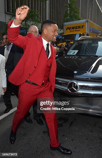 Will Smith arrives to the premiere of "After Earth" in Mercedes-Benz vehicles at Ziegfeld Theatre on May 29, 2013 in New York City.