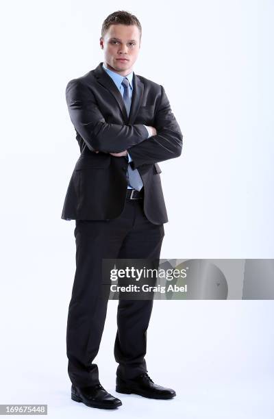 Max Domi has his formal portrait taken during the 2013 NHL Combine May 30, 2013 at the Westin Bristol Place Hotel in Toronto, Ontario, Canada.