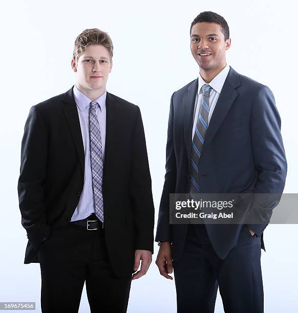 Nathan MacKinnon and Seth Jones have their formal portrait taken during the 2013 NHL Combine May 30, 2013 at the Westin Bristol Place Hotel in...