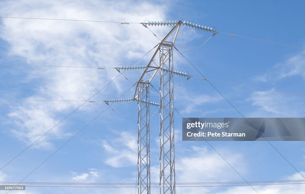 Utility lines in open desert, Hoover Dam