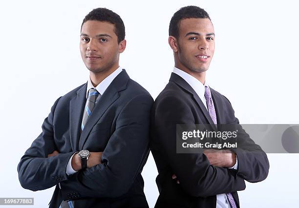 Seth Jones and Darnell Nurse have their formal portrait taken during the 2013 NHL Combine May 30, 2013 at the Westin Bristol Place Hotel in Toronto,...