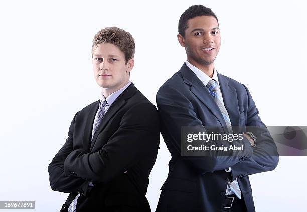 Nathan MacKinnon and Seth Jones have their formal portrait taken during the 2013 NHL Combine May 30, 2013 at the Westin Bristol Place Hotel in...