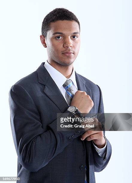 Seth Jones has his formal portrait taken during the 2013 NHL Combine May 30, 2013 at the Westin Bristol Place Hotel in Toronto, Ontario, Canada.