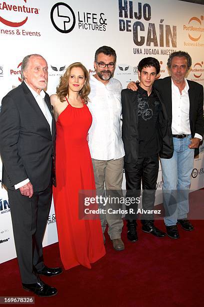 Jack Taylor, Maria Molins, director Jesus Monllao, David Solans and Jose Coronado attend the "Hijo de Cain" premiere at the Callao cinema on May 30,...