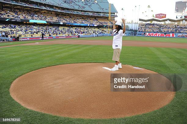 In this handout photo provided by the Los Angeles Dodgers, Lil Jon, rapper, record producer, entrepreneur and international DJ who was a member of...