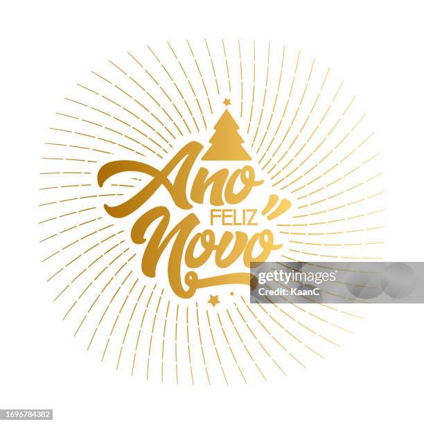 2024 new year lettering. feliz ano novo 2024 sunburst shape. holiday greeting card. abstract numbers vector illustration. holiday design for greeting card, invitation, calendar, etc. stock illustration - novo stock illustrations