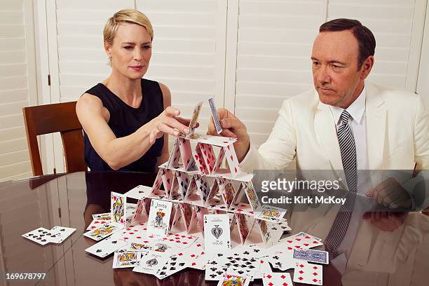 Actors Kevin Spacey and Robin Wright are photographed for Los Angeles Times on April 25, 2013 in Beverly Hills, California. PUBLISHED IMAGE. CREDIT...