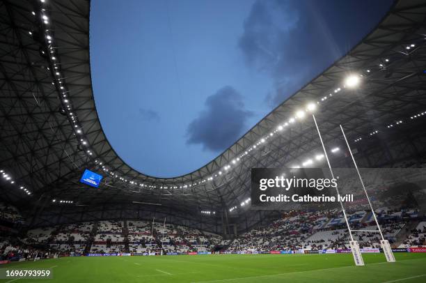 General view inside the stadium ahead of the Rugby World Cup France 2023 match between France and Namibia at Stade Velodrome on September 21, 2023 in...