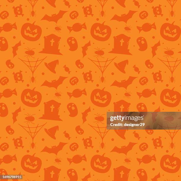 halloween seamless pattern background. - emoticon-pattern stock illustrations