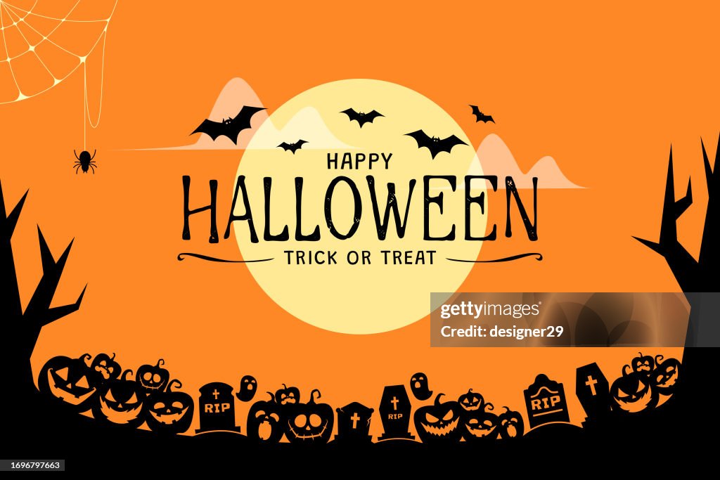 Fröhliches Halloween-Banner-Vektordesign.