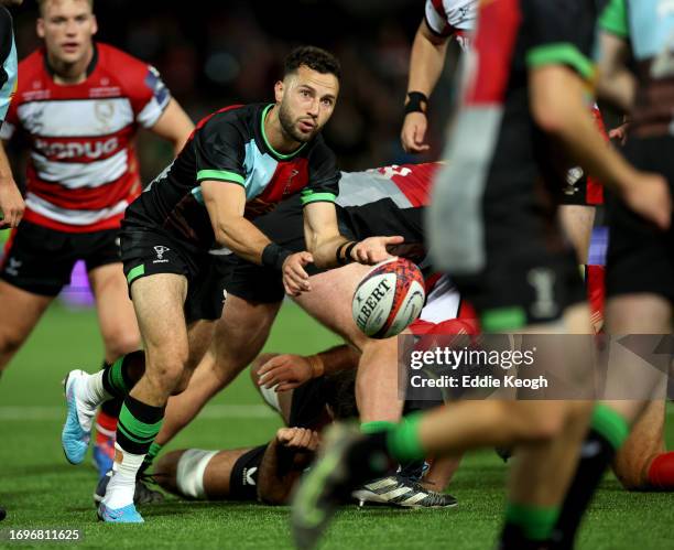 Max Green of Harlequins during their Premiership Rugby Cup match against Gloucester Rugby at Kingsholm Stadium on September 22, 2023 in Gloucester,...