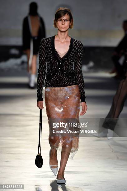 Model walks the runway during the N21 ready to Wear Spring/Summer 2024 fashion show as part of the Milan Fashion Week on September 20, 2023 in Milan,...