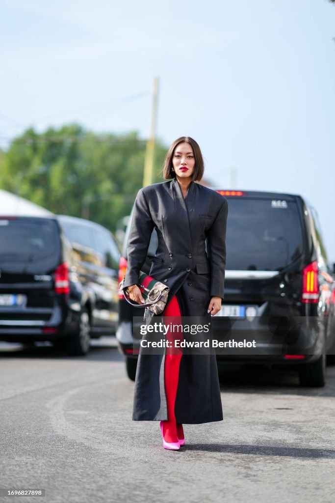 Street Style - Day 4 - Milan Fashion Week - Womenswear Spring/Summer 2024
