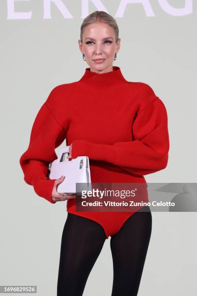 Leonie Hanne attends the Ferragamo fashion show during the Milan Fashion Week Womenswear Spring/Summer 2024 on September 23, 2023 in Milan, Italy.
