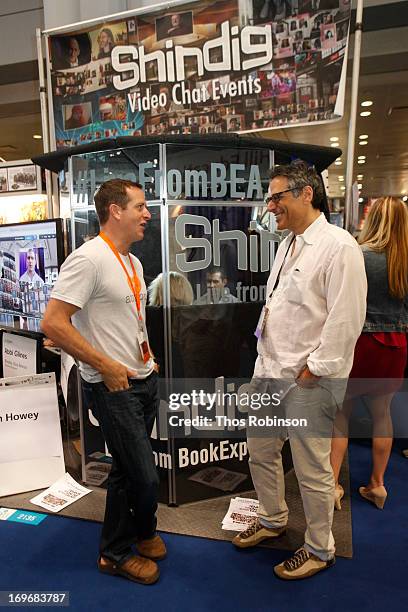 Author Hugh Howey and Steve Gottlieb, founder & CEO, Shindig attend Shindig Hosts Live Video Chats with over Fifty Authors at BookExpo America 2013...