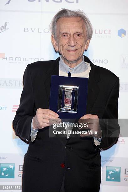 Actor Roberto Herlitza shows his award during the "2013 Nastri d'Argento" Award Nominations at Maxxi Museum on May 30, 2013 in Rome, Italy.