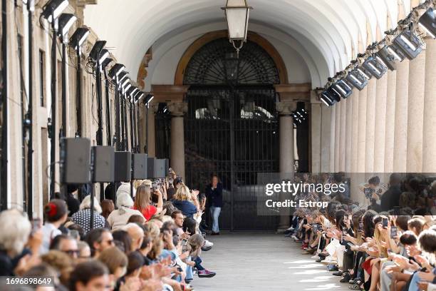 Fashion designer Ermanno Scervino the runway at the Ermanno Scervino fashion show during the Milan Fashion Week Womenswear Spring/Summer 2024 on...