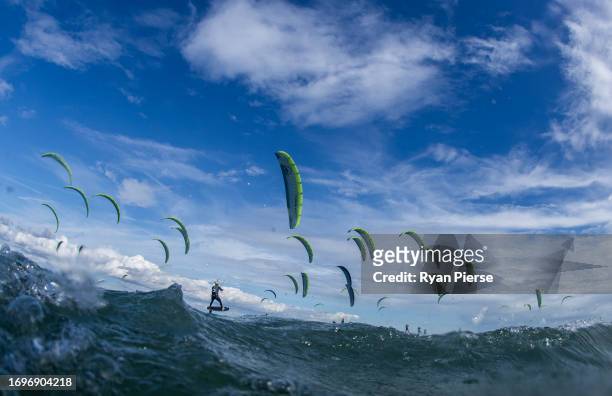 Zohar Haruvi of Israel races during qualifying for the 2023 Formula Kite European Championships on September 22, 2023 in Portsmouth, England.