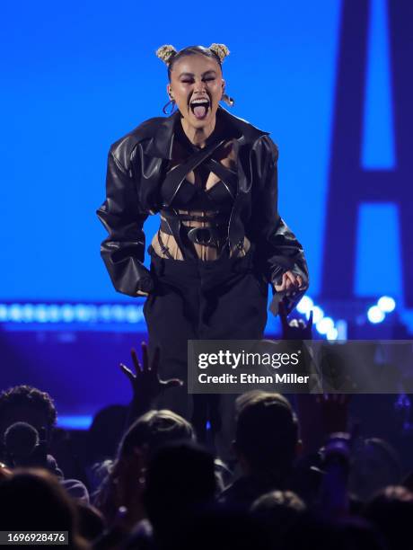 Agnez Mo performs onstage during the 2023 iHeartRadio Music Festival at T-Mobile Arena on September 22, 2023 in Las Vegas, Nevada.