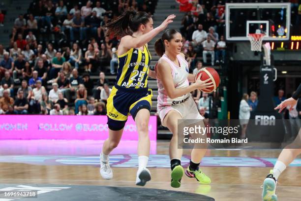 Maelys FAURAT of Lyon and Marija LEKOVIC of Fenerbahce during the Women's Supercup match between ASVEL Lyon-Villeurbanne and Fenerbahce on September...