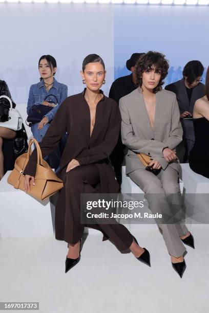 Bianca Balti and Greta Ferro attend the Ferragamo Spring Summer 2024 fashion show on September 23, 2023 in Milan, Italy.