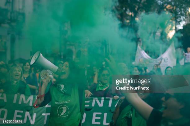 Women protest in support of safe and legal abortion during a march marking International Safe Abortion Day, in Buenos Aires, Argentina, September 28,...