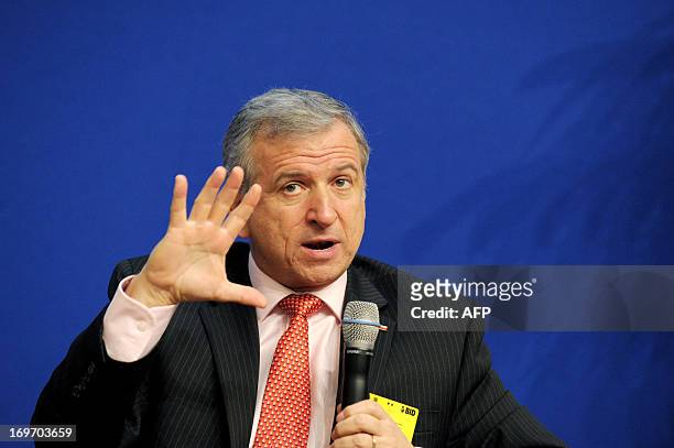 Chilean Finance Minister Felipe Larrain talks during a session at the Latin America and Caraibes International Economic Forum at the French Economy...