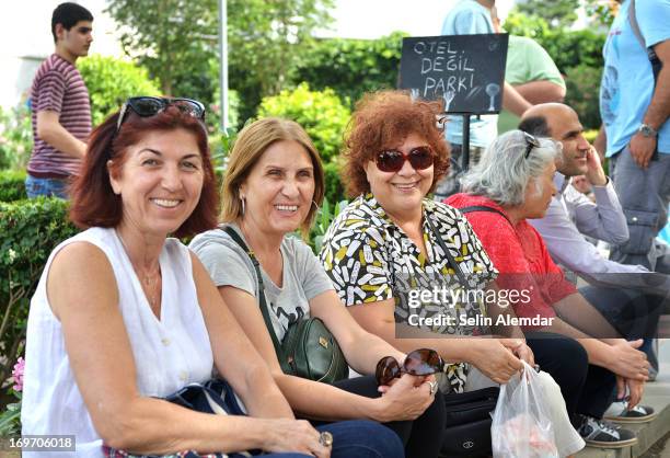 Peaceful protesters staging a sit-in at Gezi Park on May 30, 2013 in Istanbul, Turkey. One of the last remaining green spots in Istanbul, it is now...