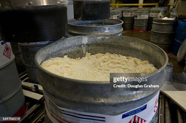 May 30: A container of nitrocellulose, also known cellulose nitrate, flash paper, flash cotton, guncotton, flash string sits ready for shipment at...