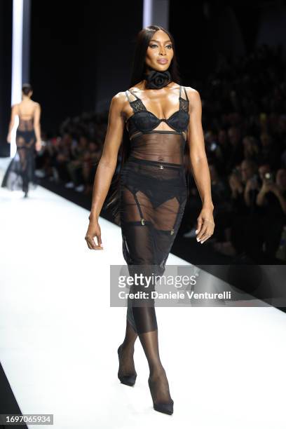 Naomi Campbell walks the runway at the Dolce&Gabbana fashion show during the Milan Fashion Week Womenswear Spring/Summer 2024 on September 23, 2023...